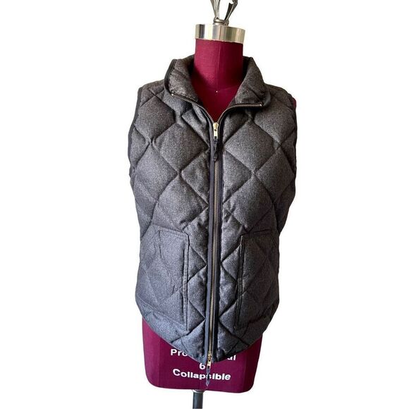 J Crew Down Feather Filled Quilted Vest Jacket Grey Women S - Picture 1 of 9